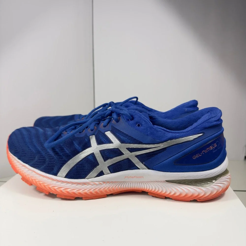 ASICS Gel-Nimbus 22 Men Size 14 Blue Silver Running Shoes 1011A680 Low Top